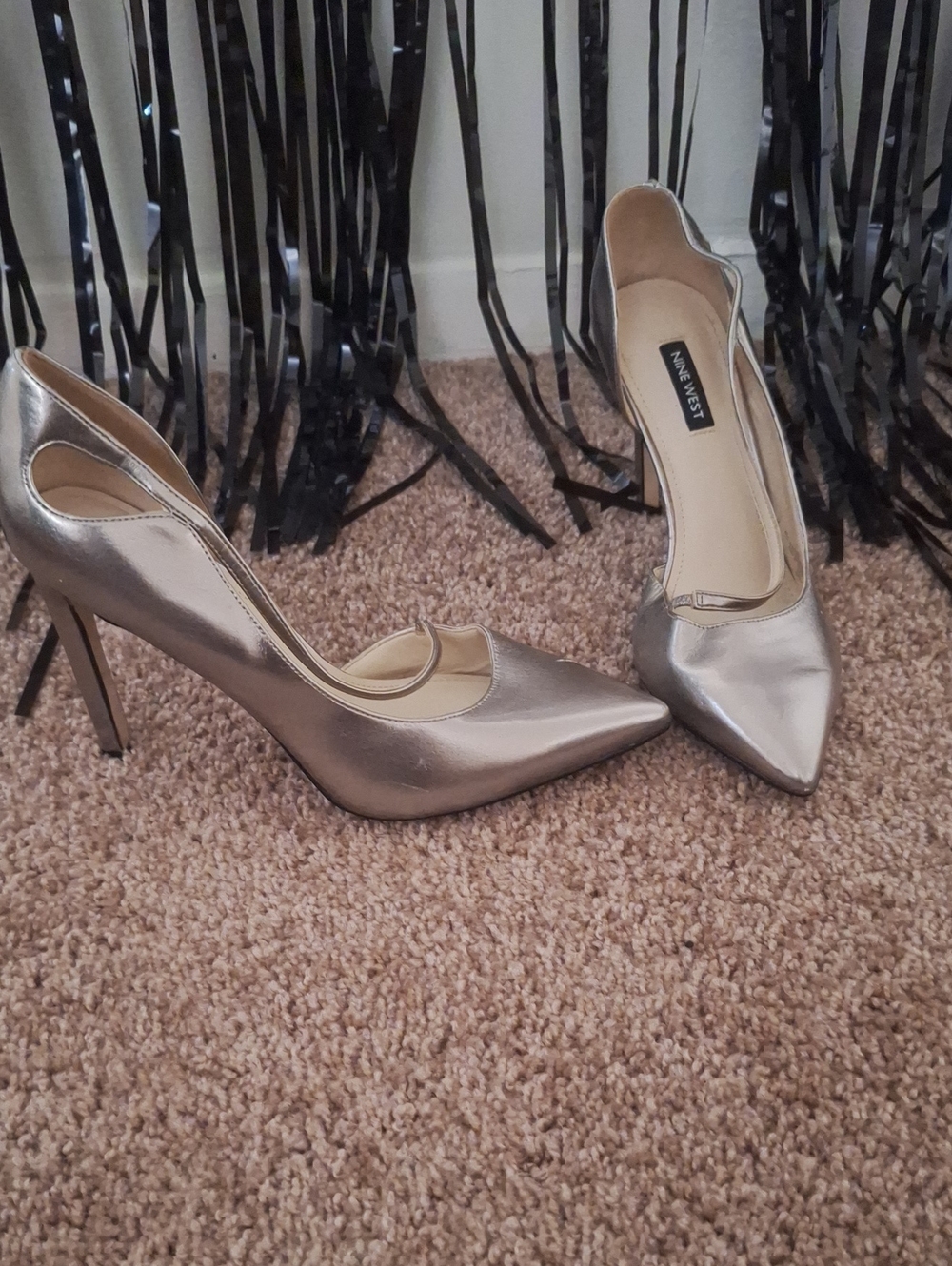 Nine West Shimmery Pewter Pointed-Toe Stilettos